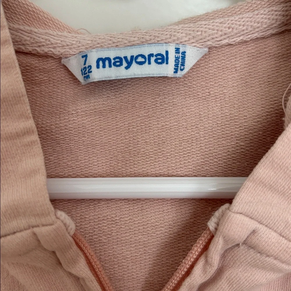 Mayoral Blush Pink Cotton Hoodie with Eyelet Detail